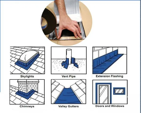 Customized Flashing Tape with Butyl Glue for Roof Tile Drape Surface Aluminum Foil